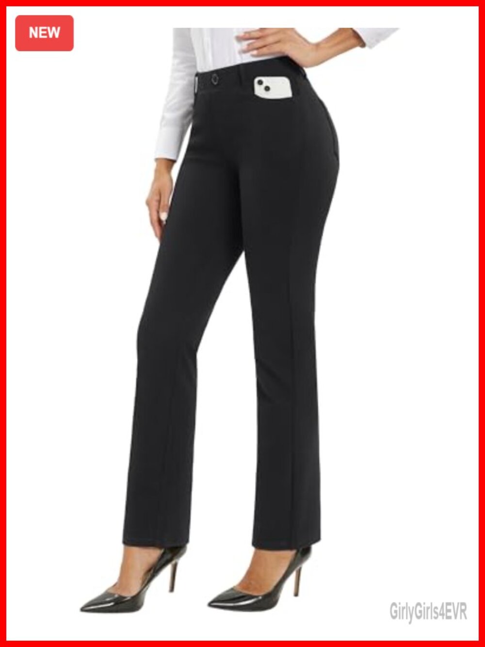 Women's Straight Leg Work Pants Stretch Business Casual 30 Inch